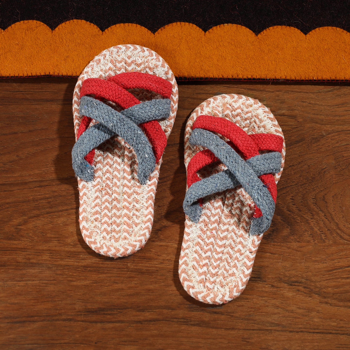 Multicolor Hand Braided Cotton Stitched Home Slipper