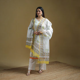 Sanganeri Hand Block Print Cotton Suit Set with Dupatta for women 12