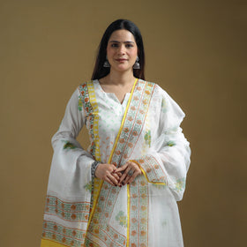 Sanganeri Hand Block Print Cotton Suit Set with Dupatta for women 12