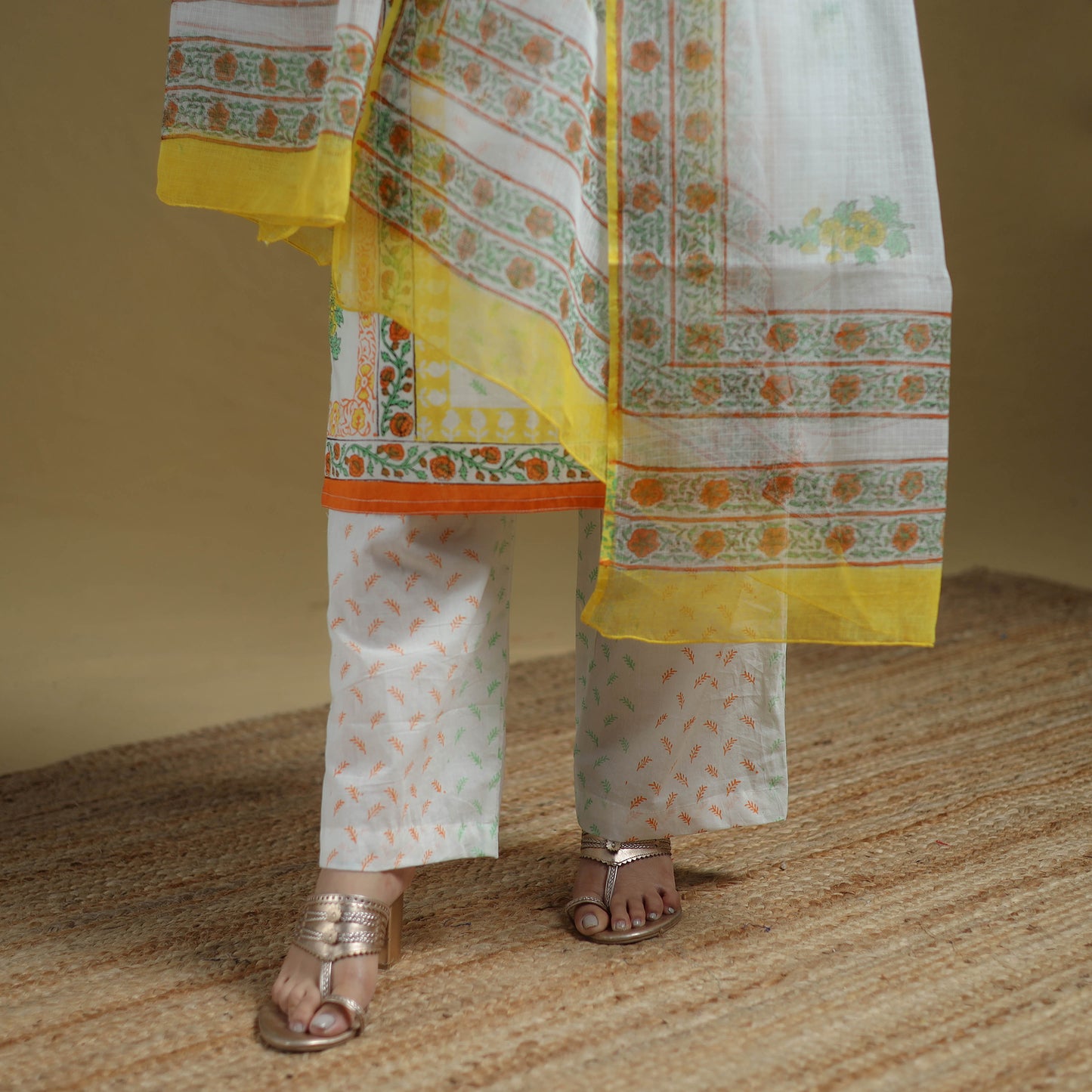 Sanganeri Hand Block Print Cotton Suit Set with Dupatta for women 12