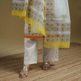 Sanganeri Hand Block Print Cotton Suit Set with Dupatta for women 12