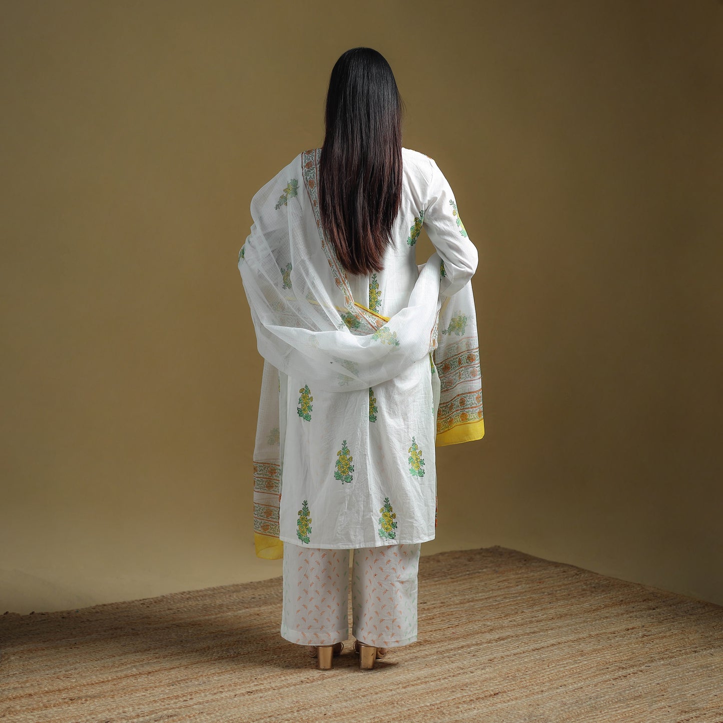 Sanganeri Hand Block Print Cotton Suit Set with Dupatta for women 12