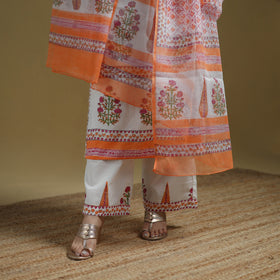 Sanganeri Hand Block Print Cotton Suit Set with Dupatta for women 13