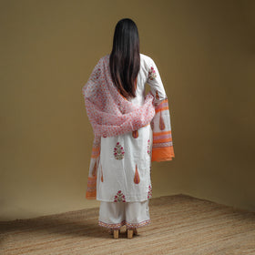 Sanganeri Hand Block Print Cotton Suit Set with Dupatta for women 13