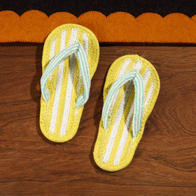 Yellow Hand Braided Cotton Stitched Home Slipper
