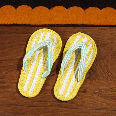 Yellow Hand Braided Cotton Stitched Home Slipper
