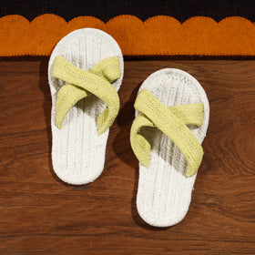 Yellow Hand Braided Cotton Stitched Home Slipper