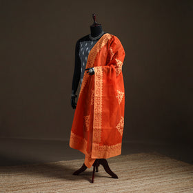 Orange - Pure Cotton Barmer Cutwork Applique Dupatta 13