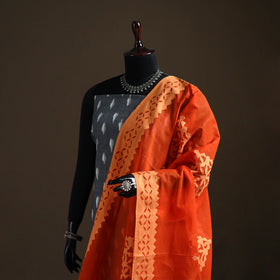 Orange - Pure Cotton Barmer Cutwork Applique Dupatta 13