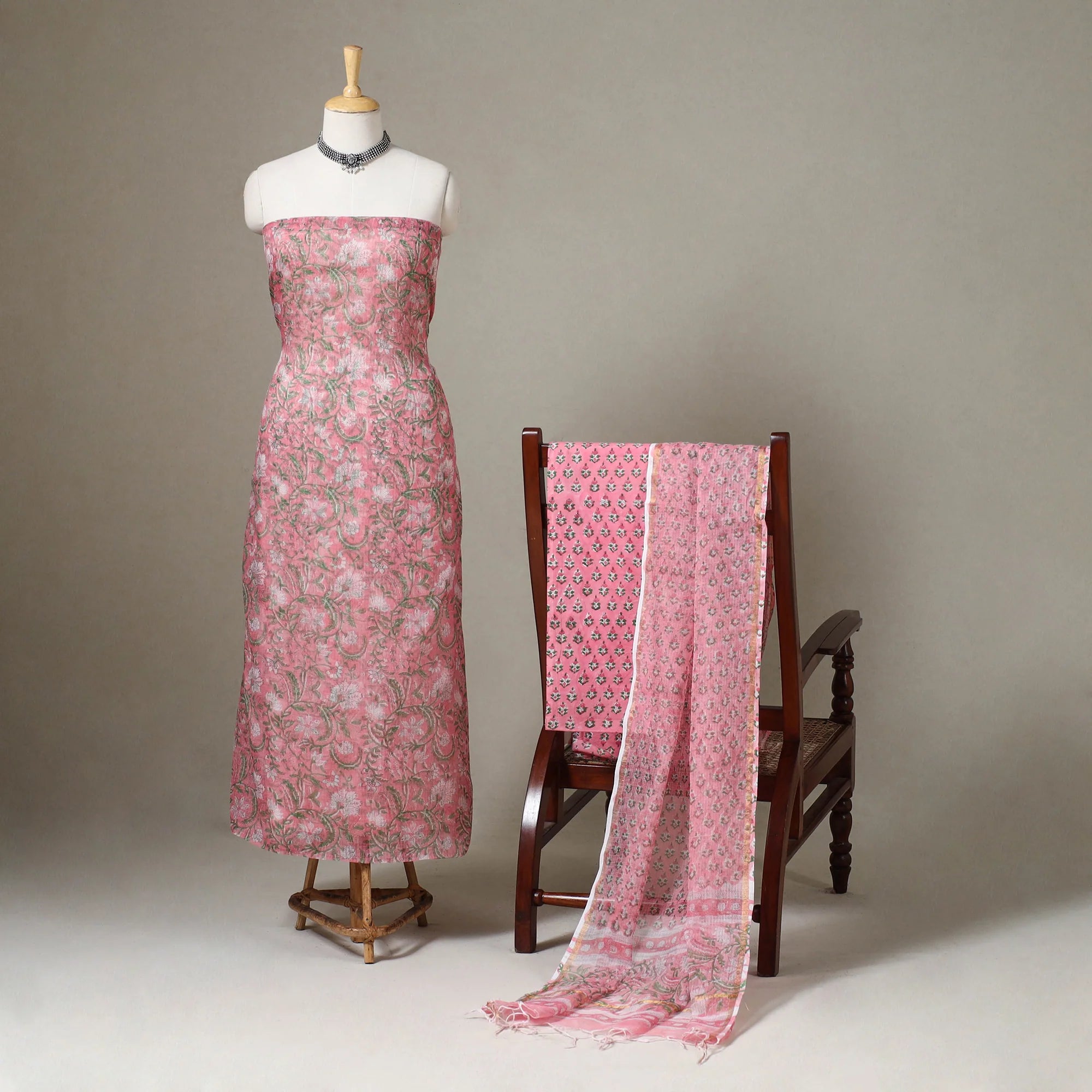 Hand block print dress material