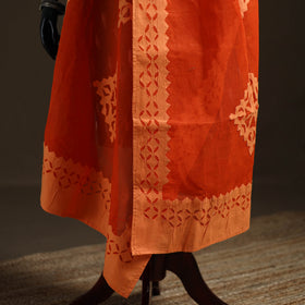 Orange - Pure Cotton Barmer Cutwork Applique Dupatta 13