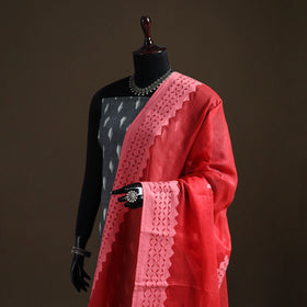 Red - Pure Cotton Barmer Cutwork Applique Dupatta 14