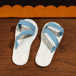 White Hand Braided Cotton Stitched Home Slipper