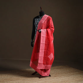 Red - Pure Cotton Barmer Cutwork Applique Dupatta 14
