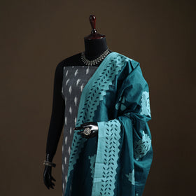 Blue - Pure Cotton Barmer Cutwork Applique Dupatta 37