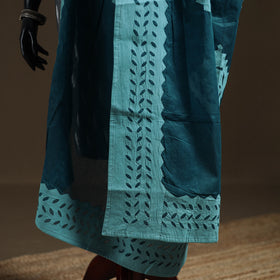 Blue - Pure Cotton Barmer Cutwork Applique Dupatta 37