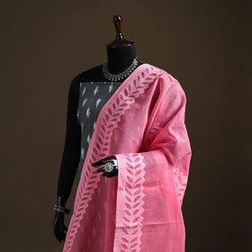 Pink - Pure Cotton Barmer Cutwork Applique Dupatta 39