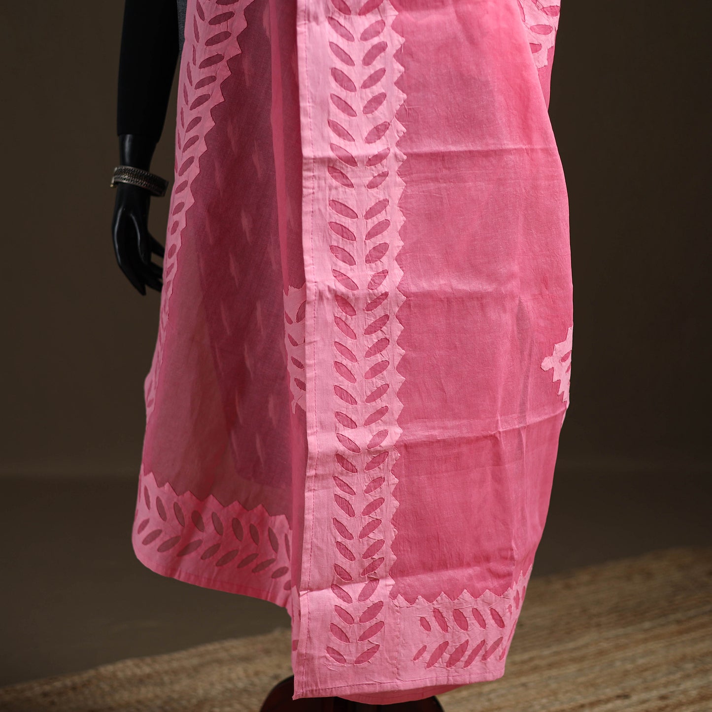 Pink - Pure Cotton Barmer Cutwork Applique Dupatta 39