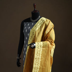 Yellow - Pure Cotton Barmer Cutwork Applique Dupatta 07