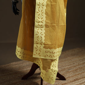 Yellow - Pure Cotton Barmer Cutwork Applique Dupatta 07