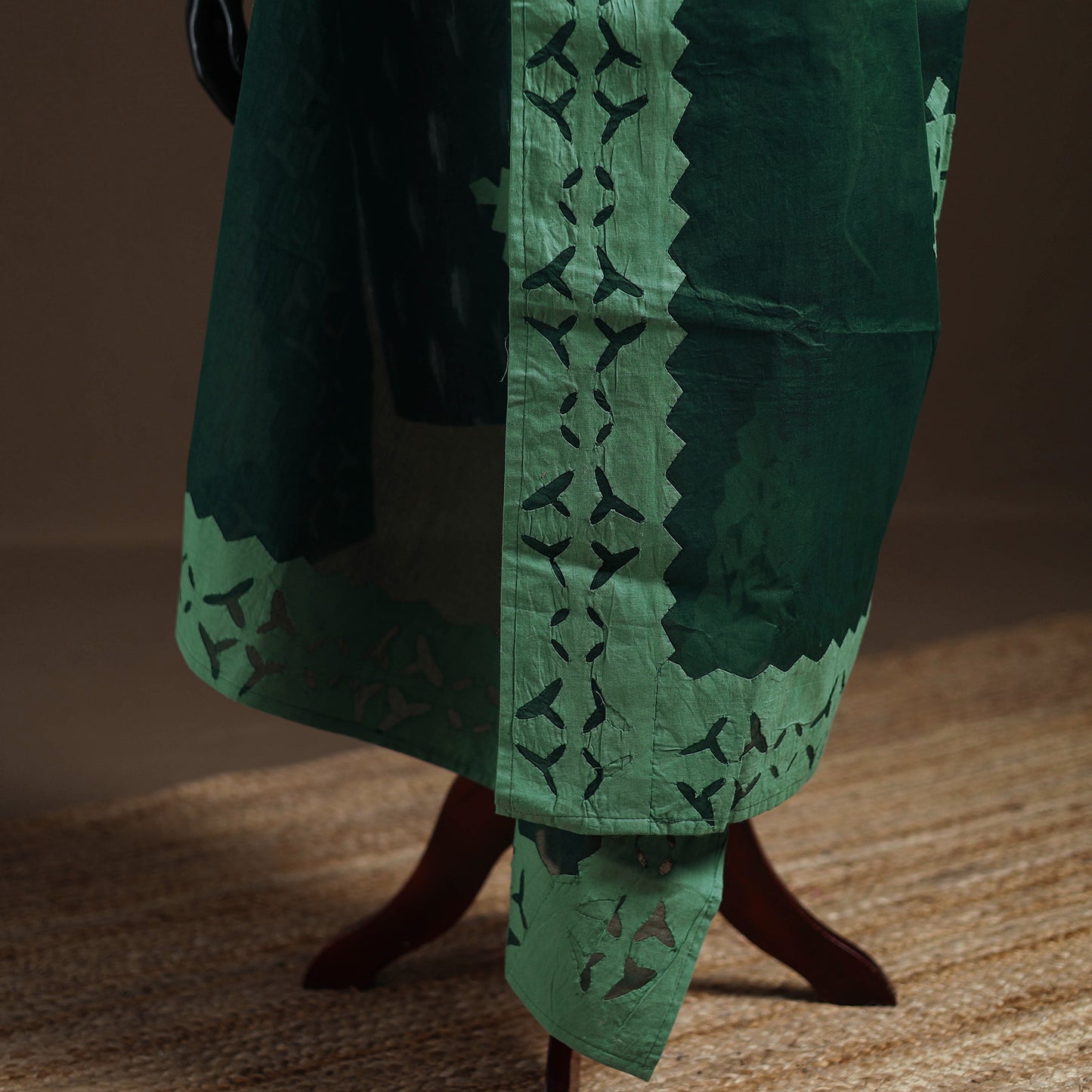 Green - Pure Cotton Barmer Cutwork Applique Dupatta 12