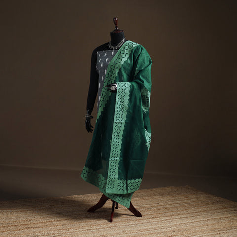 Green - Pure Cotton Barmer Cutwork Applique Dupatta 05