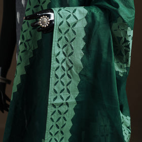 Green - Pure Cotton Barmer Cutwork Applique Dupatta 05