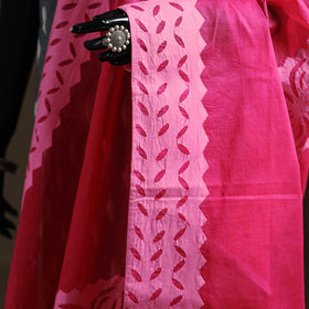 Pink - Pure Cotton Barmer Cutwork Applique Dupatta 11