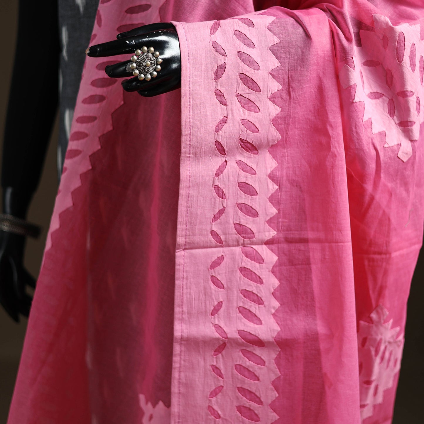 Pink - Pure Cotton Barmer Cutwork Applique Dupatta 38
