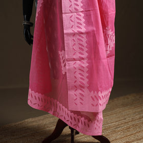 Pink - Pure Cotton Barmer Cutwork Applique Dupatta 38