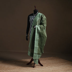 Green - Pure Cotton Barmer Cutwork Applique Dupatta 44