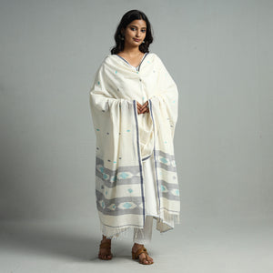 Burdwan Jamdani Buti Handloom Cotton Dupatta with Tassels 42