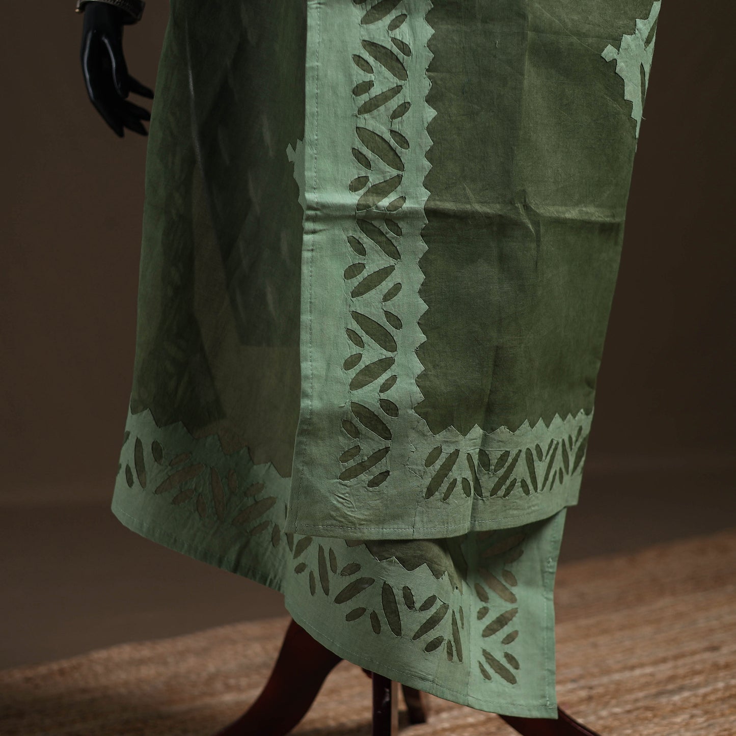 Green - Pure Cotton Barmer Cutwork Applique Dupatta 32