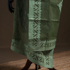Green - Pure Cotton Barmer Cutwork Applique Dupatta 32
