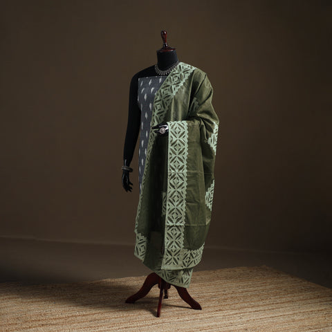 Green - Pure Cotton Barmer Cutwork Applique Dupatta 09