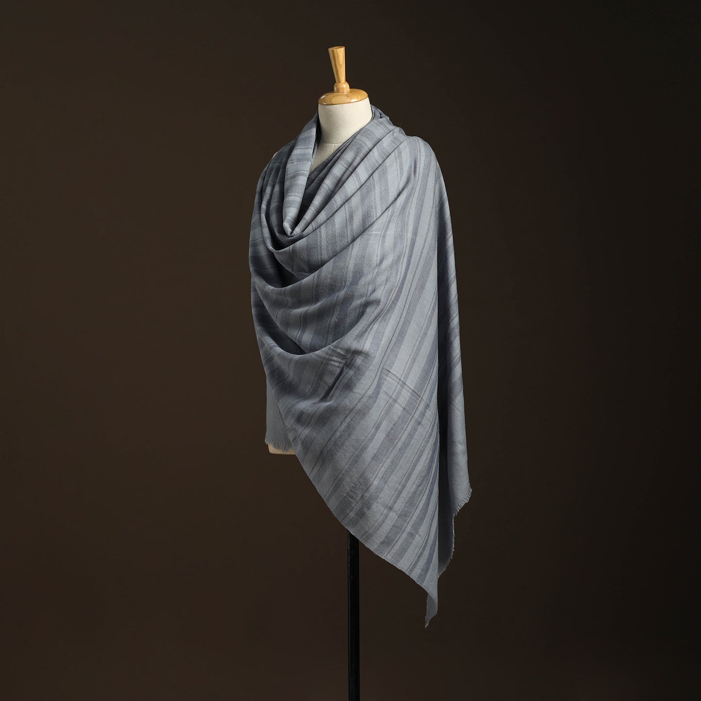 Grey - kumaun handwoven merino wool shawl for men 12
