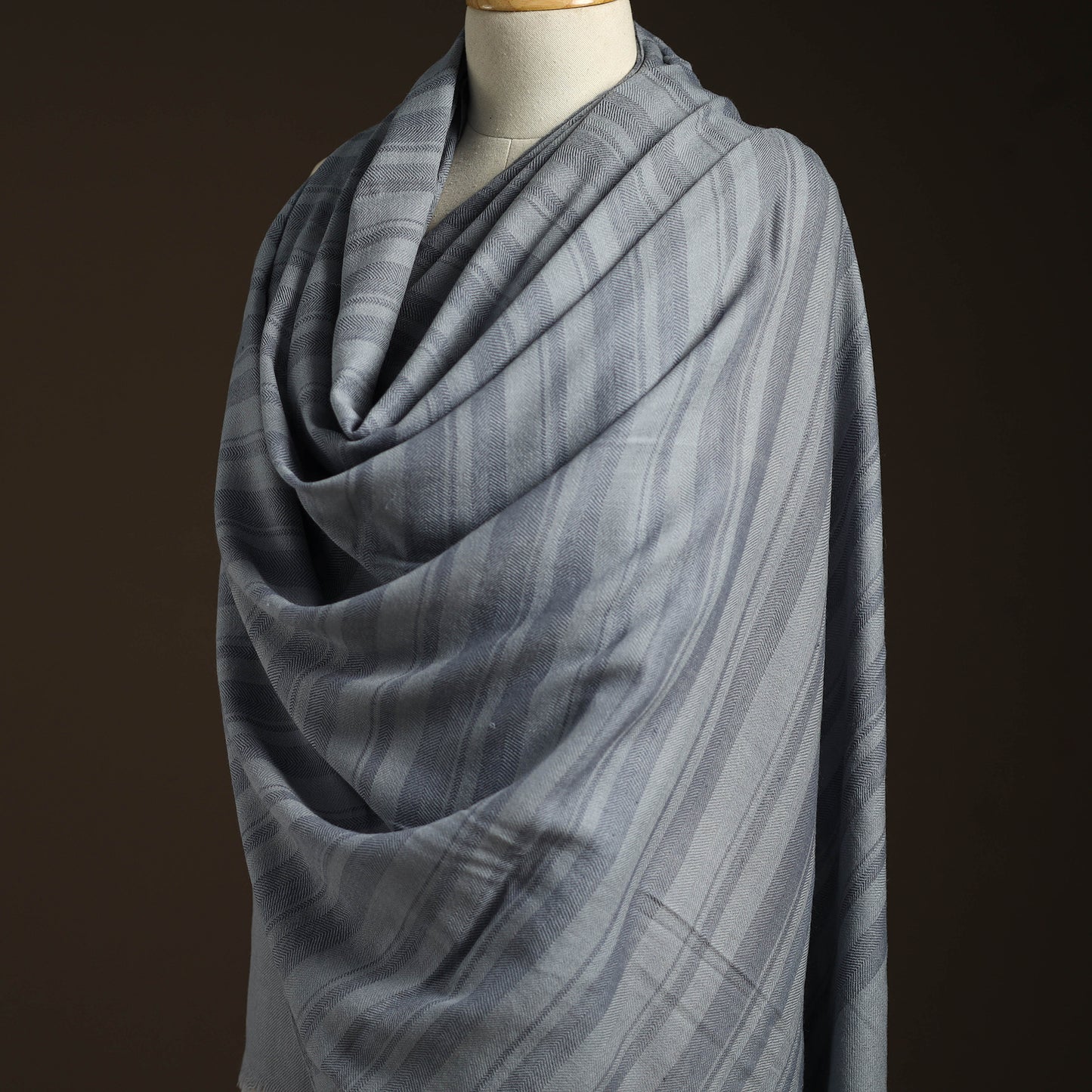 Grey - kumaun handwoven merino wool shawl for men 12