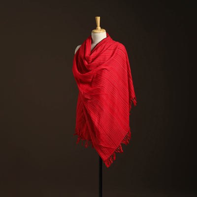 Red - kumaun handwoven merino wool shawl for women 15