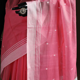 Pink - Pure Handloom Cotton Thread Buti Chanderi Saree 03