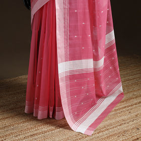 Pink - Pure Handloom Cotton Thread Buti Chanderi Saree 03