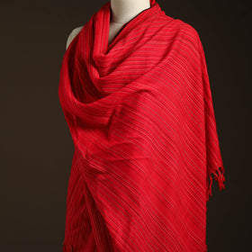 Red - kumaun handwoven merino wool shawl for women 15