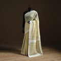 Beige - Pure Handloom Cotton Thread Buti Chanderi Saree 04