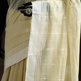 Beige - Pure Handloom Cotton Thread Buti Chanderi Saree 04