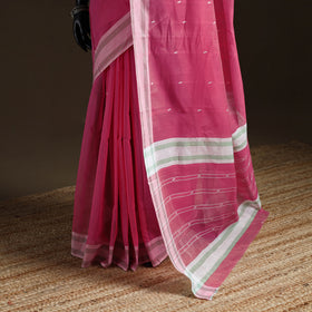 Pink - Pure Handloom Cotton Thread Buti Chanderi Saree 06