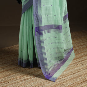 Green - Pure Handloom Cotton Thread Buti Chanderi Saree 08