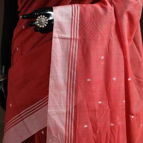Red - Pure Handloom Cotton Thread Buti Chanderi Saree 10