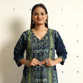 Limited Stock! Blue - Ajrakh Block Printed Cotton Straight Kurta