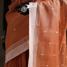 Orange - Pure Handloom Cotton Thread Buti Chanderi Saree 12
