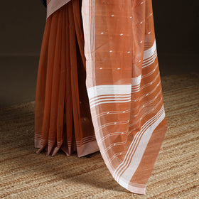 Orange - Pure Handloom Cotton Thread Buti Chanderi Saree 12