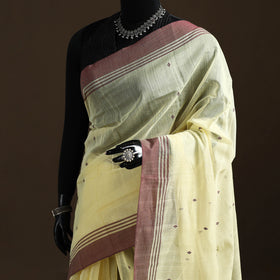 Yellow - Pure Handloom Cotton Thread Buti Chanderi Saree 13